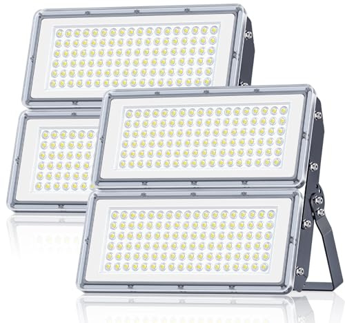 200W LED Strahler Außen - 20000LM 7000K Kaltweiß LED Fluter Außen, 2 Stück | mit Transformator, Superhell, IP67 Wasserdicht & Robust, Außenstrahler Scheinwerfer für Garagen, Höfe, Stadien, Fabrik