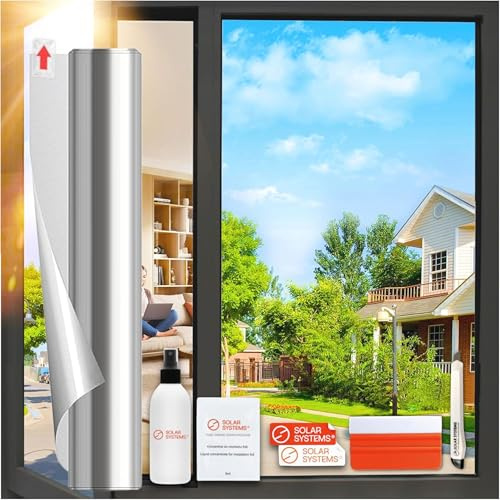 SOLAR SYSTEMS - Pellicola per finestre protezione solare - pellicola protezione solare finestra esterna - con protezione privacy, autoadesiva - protezione termica, solare, protezione UV - 50x200cm