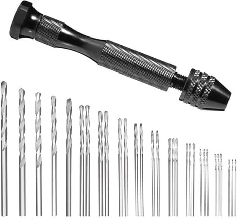 31PCS Hand Drill Bit Set, Pin Vise Hand Drill Set Holding with 0.5-3mm, Micro Drill Bit Set, Micro Twist Drill Bits, Small Drill for Delicate Manual Work Electronic Assembling Model Making Woodworking