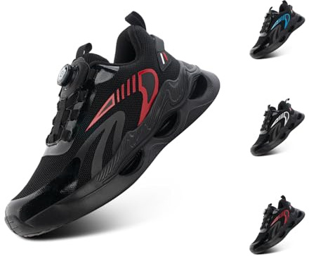 Hitmars Chaussure de Course Homme Respirante Chaussures de Sport Gym Fitness Athlétiques Légères Chaussures de Running Confortables Jogging Sneakers Rouge 44 EU