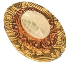 Haldir : broche aimantée en bronze et cuivre avec nacre blanche | Sans épingle
