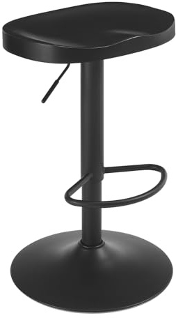 WOLTU Barhocker, Hocker höhenverstellbar, Massivholz, Schwarz | Barstuhl mit Sattelsitz Fußstütze, Drehhocker 360°, Industriestil, Küchenhocker Arbeitshocker, für Küche Bar