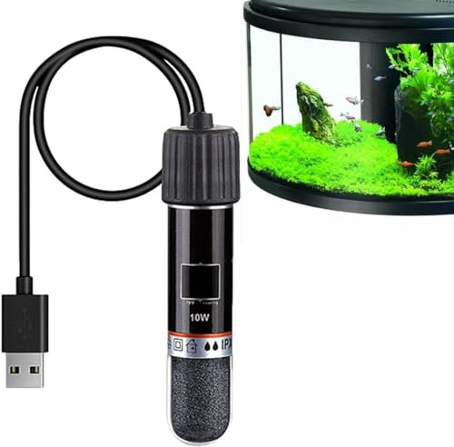 Aquarium Heater 10W Mini Aquarium Heating Rod with Thermostat Mini Aquarium Heater USB Fish Tank Heater Thermostat Aquarium Turtle Heater for Small Aquariums Fish Tank