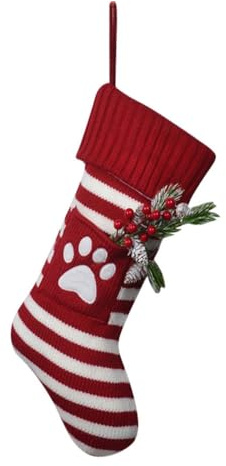 DONGKER Gestrickte Nikolausstrumpf, 46cm 3D-Strick Nikolausstiefel, Weihnachtsstrumpf Deko für Weihnachten Familien Feiertagsdekorationen Weihnachtsbaum