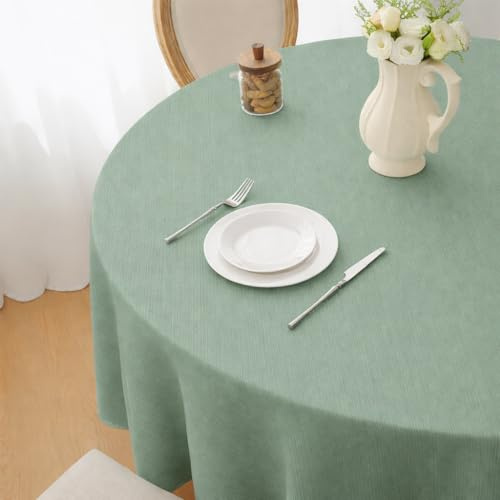 Softalker Tovaglia Tonda 120 cm Menta Rotonda Antimacchia Impermeabile Lavabile Perfetta,per Tavolo da Esterno Giardino Cucina Soggiorno Compleanno Picnic Comunione Feste Estive