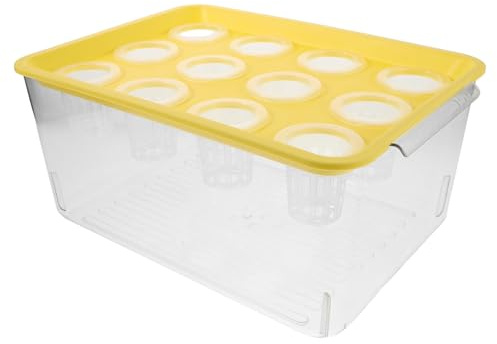 Mobestech Hydroponischer Mini fischtank mit Deckel Aquaponik Pflanzgefäß Platzsparend Sicherer Verschluss für Kleine Räume und Zimmerpflanzen Gelbes Öko goldfischglas