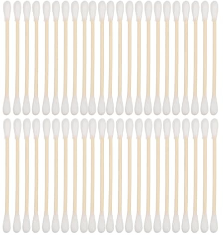 POPETPOP 100 Stück Bambus-wattestäbchen mit Feiner Spitze zum Entfernen von Augen-make-up, Permanent-make-up, Reinigung von Tastaturen und Elektronik, Doppelseitig und Vielseitig