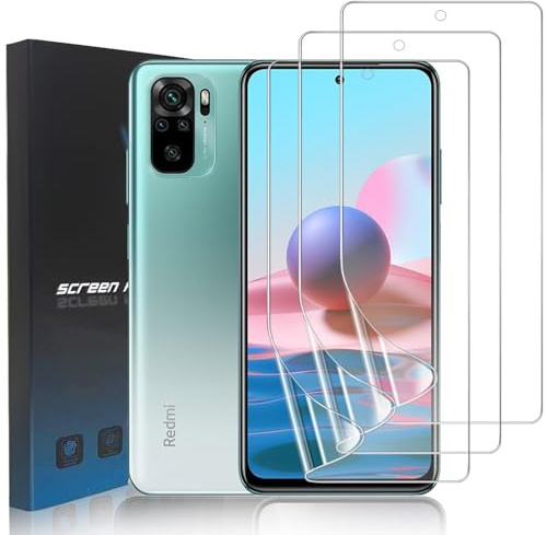 3 Piezas Redmi Note 10 (NO 5G) Protector de Pantalla [Sin Cristal], Película Protectora de Hidrogel Flexible de TPU para Redmi Note 10/Note 10S, Xiaomi POCO M5s, Autocuración, Alta Sensibilidad