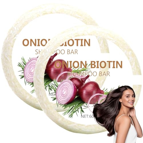 Shampoing Oignon| Solide Oignon| Onion Biotin Shampoo Bar| Sans Sulfate sans Silicone Sans Paraben| Mousse Douce Contrôle Frisottis Conditionneur Purifiant Nourrissant (1)