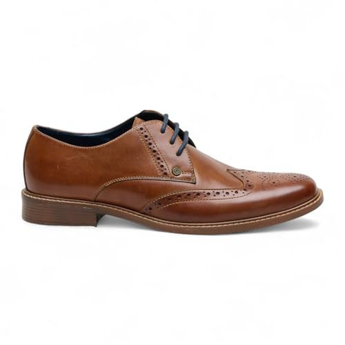 Andy mäns solbrunt läder vingspets Oxford brogue bröllop kontor klänningsskor, SOLBRÄNNA, 43.5 EU