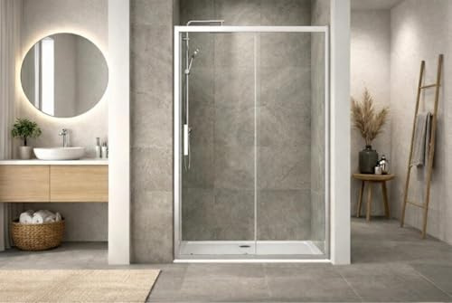 Box doccia a nicchia 100 cm porta scorrevole apertura laterale H195 cm ALBA Cromato