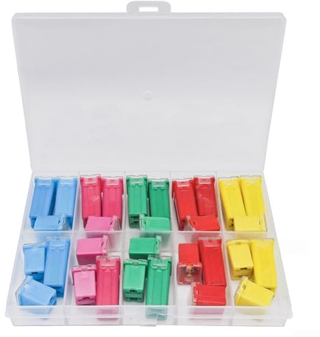 MeevrgR Kit de fusibles automotrices de 30 piezas 20A-60A con fusibles de hoja codificados por colores en caja de almacenamiento para coches, camiones, SUV, caravanas