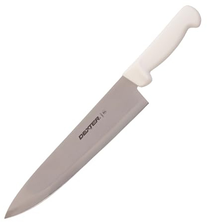 Dexter-Russell 10” Cook’s Knife – P94802, High-Carbon Stainless Steel Blade, Ergonomic White Handle, Hand-Honed Edge for Precision Slicing – Basics Series, Made in USA