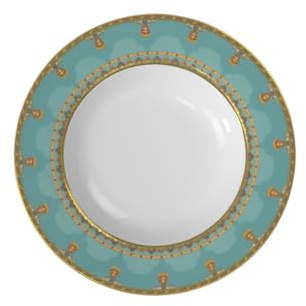 Villeroy & Boch Samarkand Aquamarin Piatto Fondo, 24 cm, Porcellana Bone China, Oro, 25.1x25.1x9.8000000000000007 cm