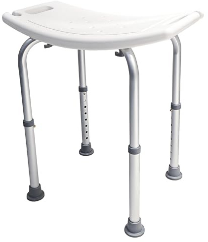 MP Essentials Adjustable Shower Stool, Lightweight and Portable Mobility Aid Bath Shower Seat for Elderly, Bathroom Aids, Post-Surgery, Support | White