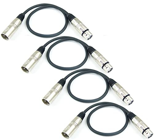 Adam Hall Cables 4 Stück K3MMF0050BLK Mikrofonkabel XLR female auf XLR male DMX Audio Kabel 3 pol polig (0,5 m, Schwarz, 4)