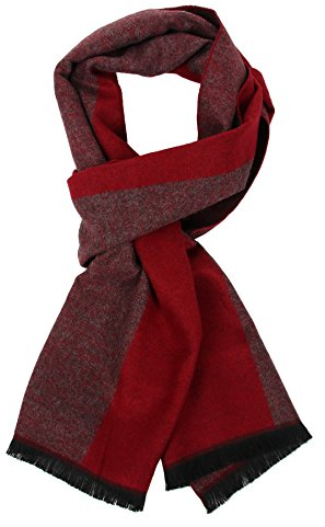 sy soul young Herren Herbst Baumwolle kariert Schal- Winter Jungen Warm Lange Scarf mit Luxuriöse eschenkbox(Rot)