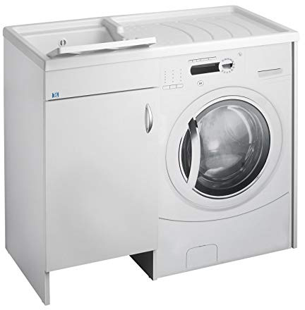 Mobile Copri Lavatrice e Lavatoio 109 x 60 Bianco Vasca Sinistra