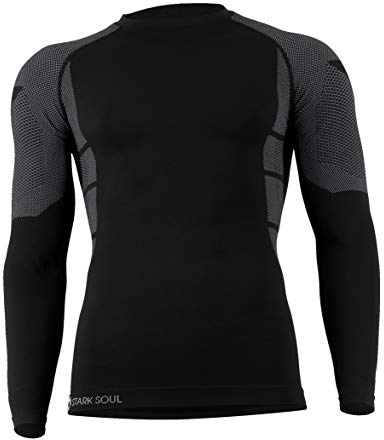 STARK SOUL Biancheria Funzionale Abbigliamento Termico, Camicia Nero/Grigio, S/M Uomo