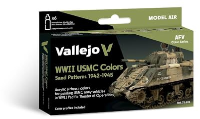Vallejo VAL71624 Farb Tarnung AV Model Air Set-WWII USMC Colors Sand Patterns 1942-1945, Brown