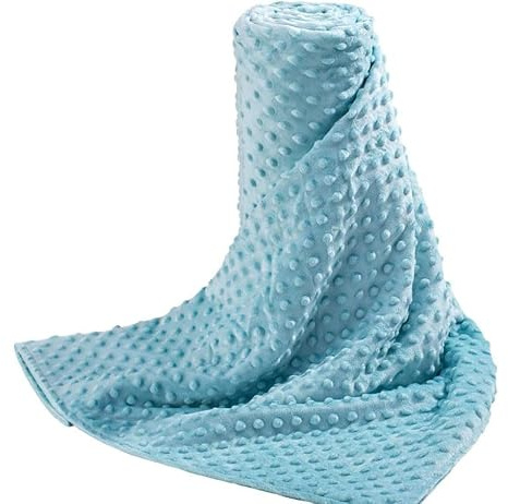 Acdyion Weighted Blanket Cover 48x72, Teal Minky Dot & Fleece Removable Duvet Cover with 12 Ties, Washable Fabric for 48x72 Weighted Blankets