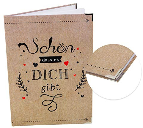 Notizbuch Kraftpapier-Optik mit Metallecken, DIN A4: Geschenkbuch Schön dass es dich gibt, Blanko Note Book, Tagebuch, Journal für Notizen, Hardcover, 100 leere Seiten, Geschenk Liebe & Freundschaft