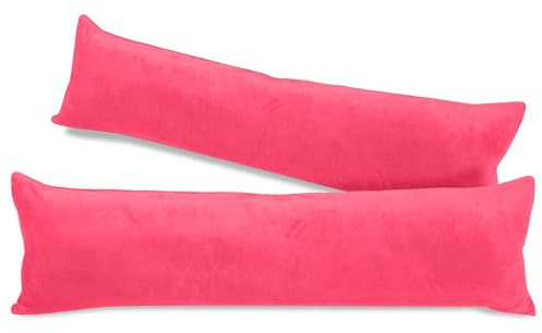 npluseins 2er Pack Coral-Kuschel-Fleece Kissenhüllen, 40 x 145 cm, Pink | Öko-Tex Standard 100, verdeckter Reißverschluss, flauschig weich, pillingarm, waschbar bis 40 °C, schnelltrocknend