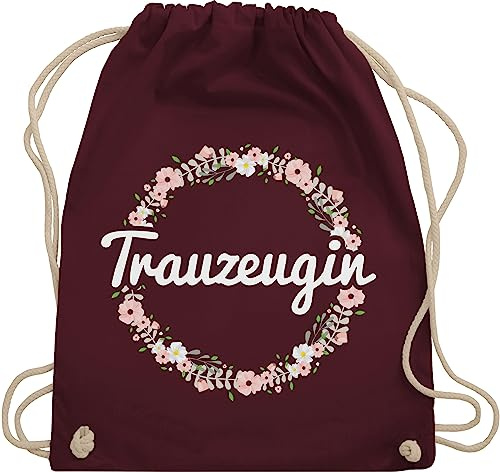 Shirtracer Turnbeutel Rucksack - JGA Junggesellenabschied Frauen - Trauzeugin - Blumenkranz - Unisize - Bordeauxrot - hen party accessories brauttaschen jungesselnabschied bridemaid beutel