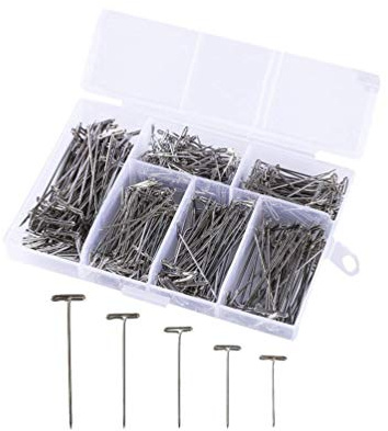 EXCEART 450 Uds Pasadores En T De Metal Para Pelucas Con Caja Plástica Agujas Para Coser Tejer Modelado Manualidades Alfileres Para Sastres