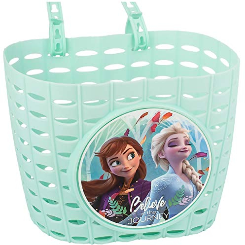 alles-meine.de GmbH Fahrradkorb - Korb - Frozen - die Eiskönigin - mit Befestigung für Lenker vorne - Fahrrad Kinder - Mädchen Jungen - Bastkorb - universal auch für Roller und D..
