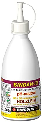 Holzleim BINDAN-IQ pH-neutral 280 g Flasche der intelligente Holzleim inkl. Leimpsachtel und Pinsel von E-Com24 (BINDAN-IQ pH-neutral 280 g Flasche)