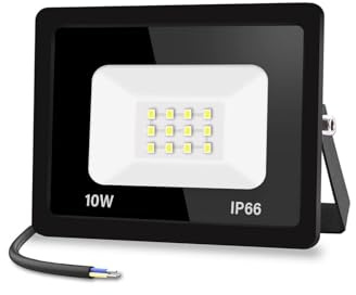 Jefedana 10W LED Außenstrahler 1000LM 6000K IP66, 1 Stück | Superhell 1000LM, IP66 wasserdicht, 6000K Kaltweiß, ideal für Garten Garage Hotel Sportplatz, langlebig