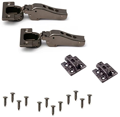 2 stycken möbelband för tunga laster J95 för extra tunga dörrar upp till 25 kg! Inkl. monteringsplattor, halvupphängande. Grytband för tung belastning från LAMP®/Japan (färg: svart nickel, utan