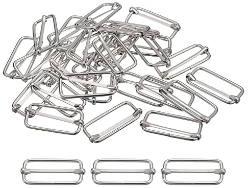 sourcing map Metall Gürtelschnalle 38x16x2.8mm, 30 Pcs Silber Leiterschnalle Kohlenstoffstahl Schiebeschnalle Taschenzubehör zum Nähen für Handtaschen, Geldbeutel, Rucksack Reparatur
