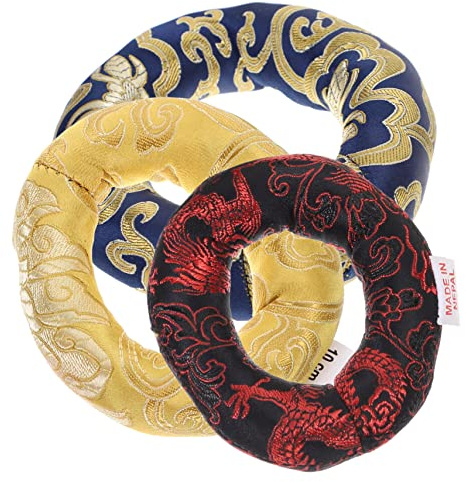 FAVOMOTO 3pcs Buddha Sound Bowl Bottom Mat instruments meditation chair Singing Bowl pad tibetan singing bowl ring silk brocade ring singing bowl cushion decor to heal washer