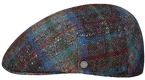 LIERYS Trescoa Lambswool Flatcap Schiebermütze Petrol Damen Herren Karomuster Schurwolle Herbst Winter Petrol L (58-59 cm)