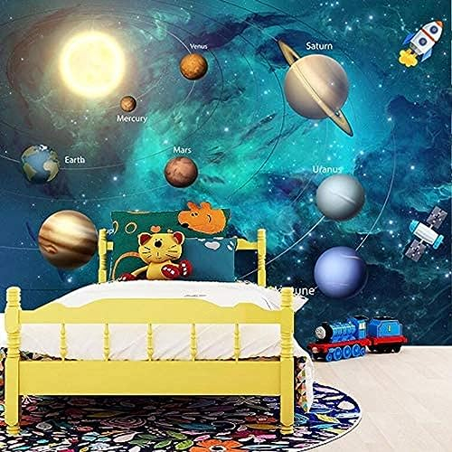 3D Wallpaper Space Universe Children Room Starry Sky Planet Wallpaper 3D Stereo Cartoon Mural PapelInfantil 3D Fresco-250x175cm