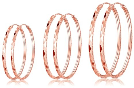 Deyanse Große Silber Creolen Ohrringe für Damen, Klappcreolen Silber 925 Groß, Hypoallergen Polierte Ohrringe Kreolen, 40/50/60mm Durchmesser Runde Kreis Endless Ohrschmuck, Dünne Große Creolen