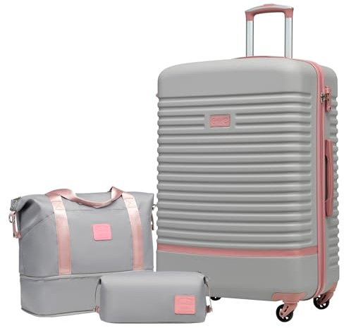 COOLIFE Koffer Set 3tlg, 28 Koffer Groß mit Reisetasche & Kulturbeutel