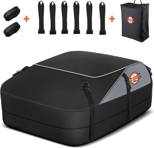 Sailnovo Roof Box Roof Bag 580L/20 Cubic Waterproof Car Roof Bag with 6 Door hooks, Soft-Shell Large Roof Cargo Carrier Bags for Cars without/with Roof Bars/Rack/Rails, Black