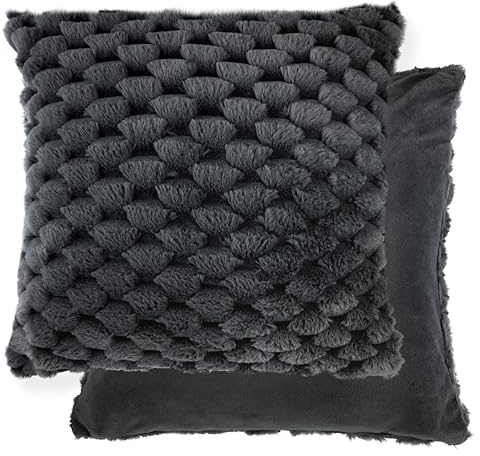 Emma Barclay Lush Luxury Faux Rabbit Fur Cushion Cover (Black)