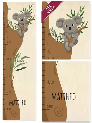 Kind Holz - Kindermesslatte Koala Messlatte für Kinder mit Namen niedliches Koala Motiv I - 50-110 cm - Holz - holzmesslatte messleiste