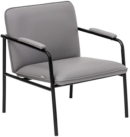 Baroni Home Loungesessel mit Eisengestell, Armlehnenstuhl, Mid-Century-Modern Design, Relaxsessel für Wohnzimmer, Schlafzimmer, Arbeitsyimmer, Lounge 78x59x64 cm (Grau)