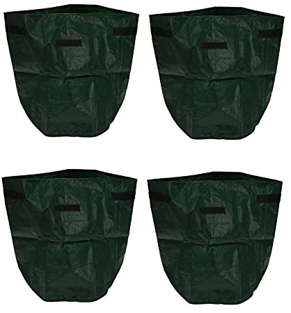 Lot de 4 de culture de pommes de terre durables de 37 litres, pots d'aération avec rabat d'accès portable et poignées, pot de terre pour pommes de terre, carottes, oignons, légumes et