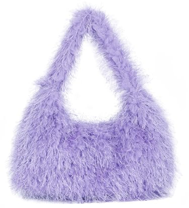 Fecialy Borse soffici per le donne carino Fuzzy Tote borsa peluche Y2K Hobo borsa a tracolla in pelliccia sintetica pochette
