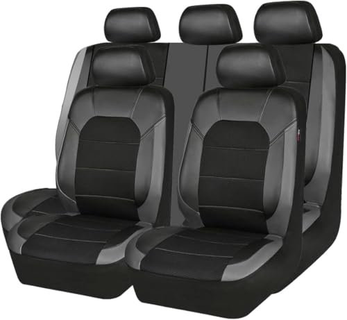 WETCL Auto Leder Sitzbezüge Sets für VW Caddy 2K 2005–2019, Leder Sitzschoner Schonbezug Wasserdichter Sitzbezug-Sets Zubehör,Black Gray