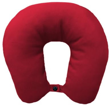 Lemos Home Nackenkissen mit Mikrofaserfüllung, Nackenhörnchen, bequemes Reisekissen für Flugzeug, Auto, Büro, ideal für Camping, Urlaub und Reise Gadgets (Weinrot)