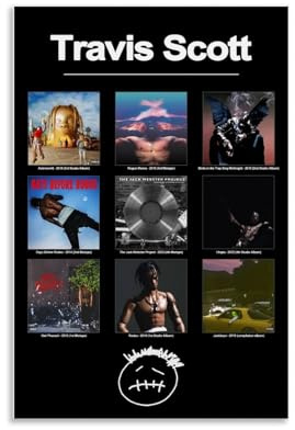 Leaguae Travis Poster Scott Collage Rapper Music Music Posters for Room Aesthetic Canvas Wall Art Bedroom Decor12x18inch(30x45cm)