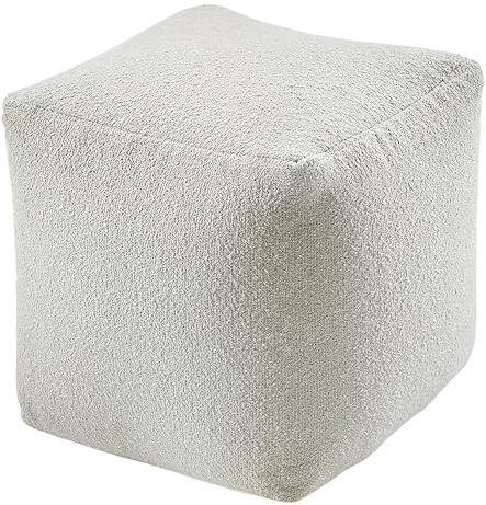 Kobolo Sitzhocker Lotus Pouf eckiger Baumwolle-Hocker 42x42x42 cm Beige