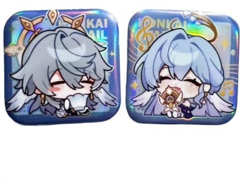 Honkais Stars Rail Tinplate Badge, 2 Pieces Robin＆Sunday Figure Brooch, Game Cool Pins, Metal, Honkais Stars Rail Cosplay Accessories